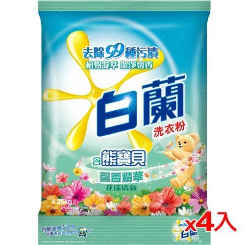 白蘭含熊寶貝馨香精華花漾清新洗衣粉4.25k         g*4  (箱)【愛買】