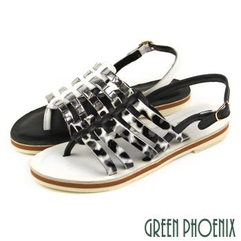 GREEN PHOENIX 女 涼鞋 國際精品 義大利軟羊皮 平底 夾腳 魚骨U28-21601