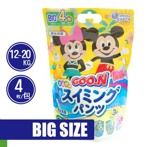 GOO.N 日本大王 迪士尼 拋棄式 戲水褲 BIG號 4片/包 (3包組)