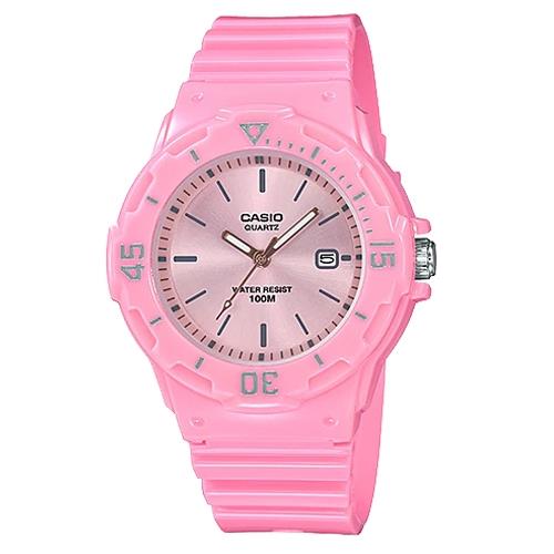 【CASIO 卡西歐】指針錶 橡膠錶帶 防水100米 粉色粉面(LRW-200H-4E4)