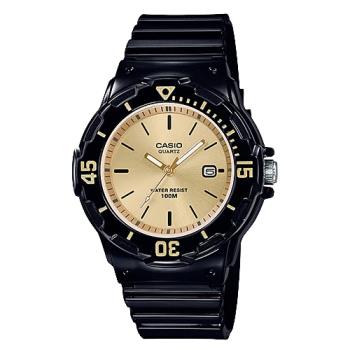 【CASIO 卡西歐】指標錶 橡膠錶帶 防水100米 黑色金面(LRW-200H-9E)