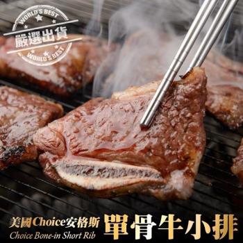 海肉管家-嚴選美國Choice安格斯帶骨牛小排(單骨)15包(共45片/每包3片/約120g±10%)