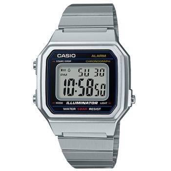【CASIO 卡西歐】電子男錶 不鏽鋼錶帶 銀x黑 防水 全自動日曆(B650WD-1A)
