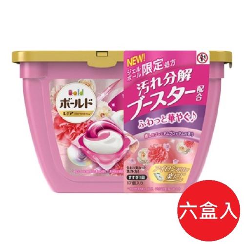 日本版 P&G 2020最新版 第五代 超強濃縮洗衣膠球 盒裝17顆入-粉色花香-6盒