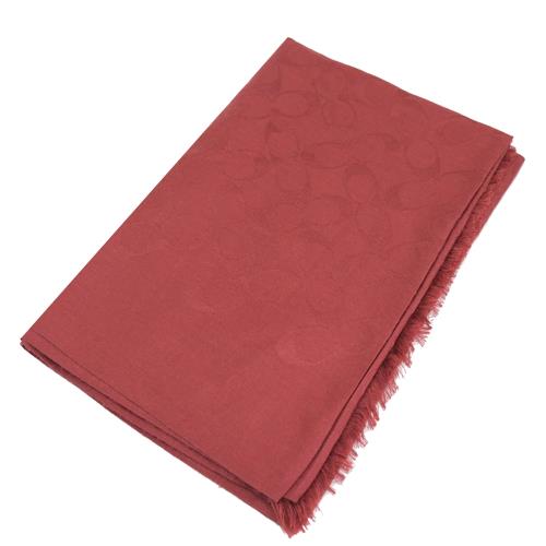 COACH 76394 經典C LOGO羊毛絲綢流蘇大絲巾/圍巾.紅
