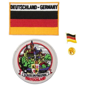時尚文青裝飾布貼 三件組韋尼格羅德城堡地標＋德國國旗刺繡+ 徽章 軍章 裝飾補丁貼