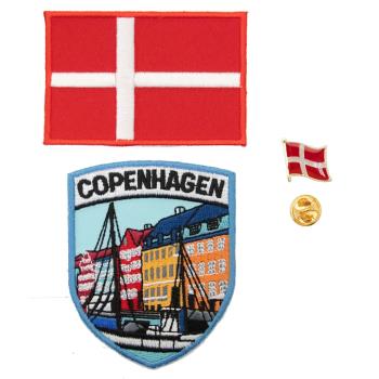 DIY修補洞地標刺繡 三件組哥本哈根地標＋丹麥國旗刺繡+ 徽章 衣服補丁 裝飾貼背膠