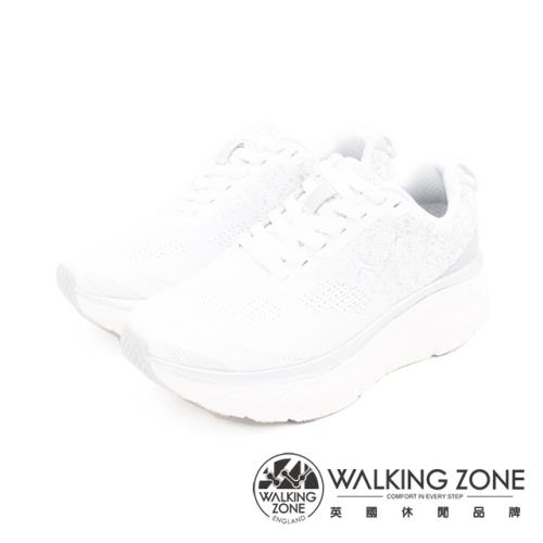 WALKING ZONE(女)天痕W系列 飛線編織增高休閒鞋 女鞋-白(另有黑.水藍)