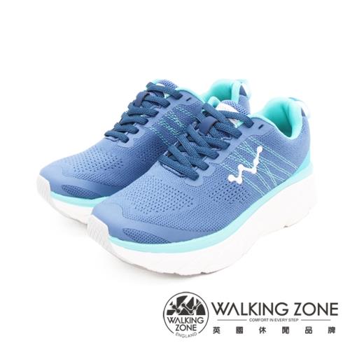 WALKING ZONE(女)天痕W系列 飛線編織增高休閒鞋 女鞋-水藍(另有黑.白)