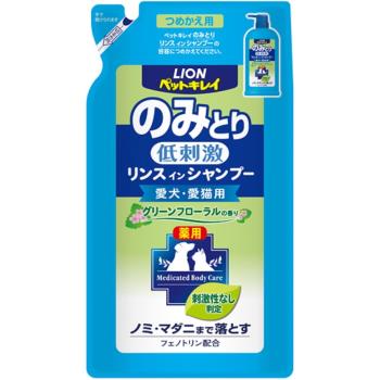 日本 獅王 漂亮寵物除蚤清潔潤絲二合一犬貓用400ml(淡花香)補充包