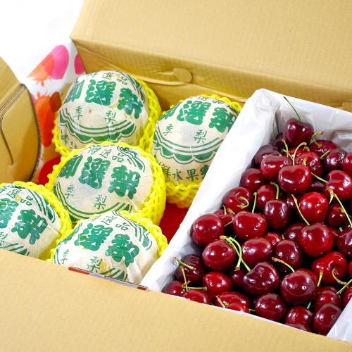 【鮮果日誌】夏季清涼禮盒組(東勢台灣梨5入+美加櫻桃2.5台斤) 