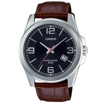 【CASIO 卡西歐】紳士時尚 皮革錶帶 日期顯示 礦物玻璃鏡面 指標男錶(MTP-E138L-1A)