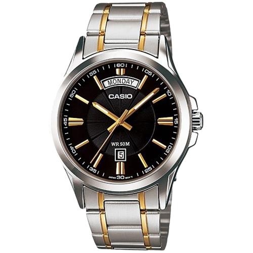 【CASIO 卡西歐】指針男錶 不鏽鋼錶帶 生活日常防水 星期日期顯示(MTP-1381G-1A)