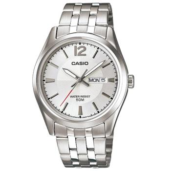 【CASIO 卡西歐】時尚指針男錶 不鏽鋼錶帶 白 防水50米 礦物玻璃鏡面(MTP-1335D-7A)