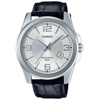【CASIO 卡西歐】紳士時尚 皮革錶帶 日期顯示 礦物玻璃鏡面 指標男錶(MTP-E138L-7A)