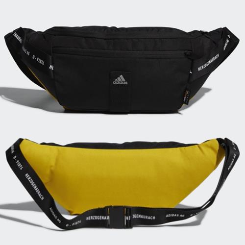 ADIDAS 腰包 反光 拉鍊前袋 背帶串英文 黑黃 【運動世界】GN9840