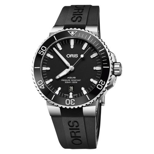 Oris豪利時 Aquis 時間之海潛水300米日期機械錶-黑/43.5mm(0173377304154-0742464EB)