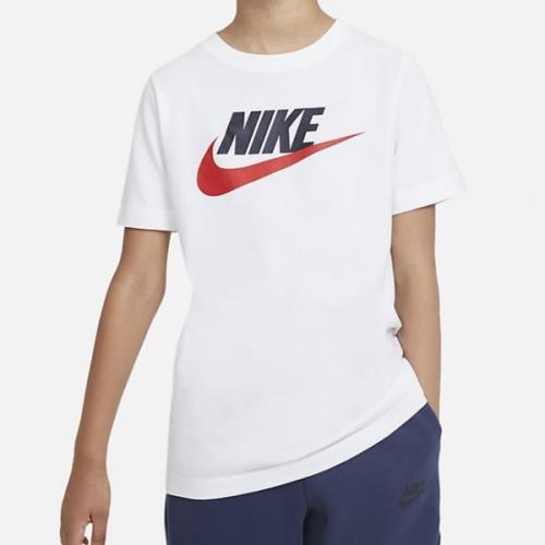 NIKE Sportswear 童裝 大童 短袖 純棉 休閒 訓練 慢跑 白【運動世界】AR5252-107