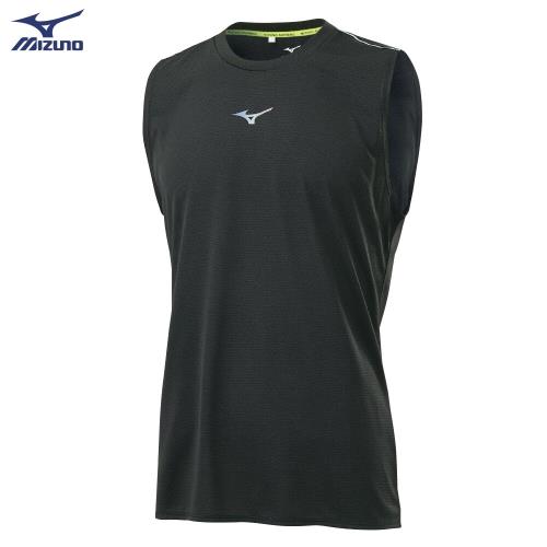 MIZUNO 男裝 無袖 背心 慢跑 路跑 吸汗快乾 兩肩反光織帶 反光燙印 黑【運動世界】J2TA100109