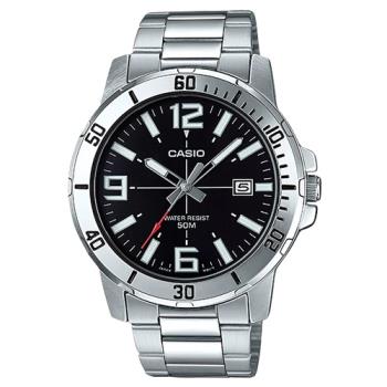 【CASIO 卡西歐】指針男錶 不鏽鋼錶帶 礦物玻璃 防水50米 日期顯示(MTP-VD01D-1B)