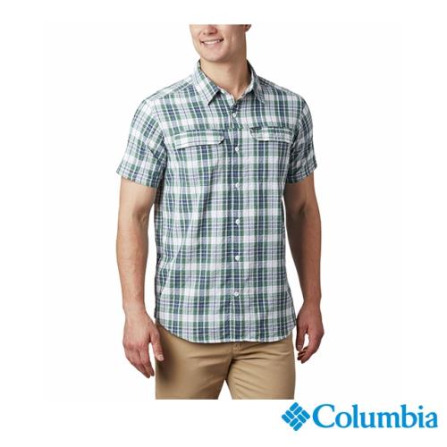 Columbia 哥倫比亞 男款-防曬40短袖襯衫-綠色 UEE03040GR