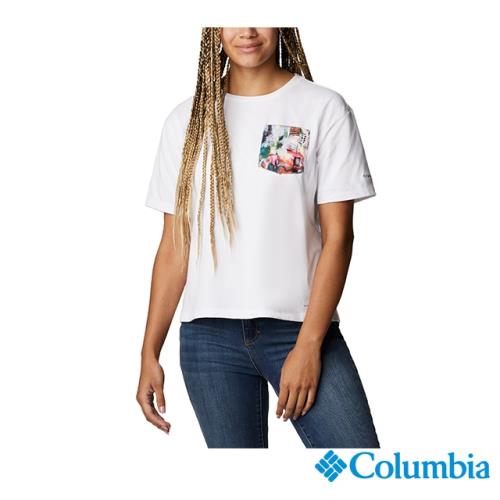 Columbia 哥倫比亞 女款- 快排短袖上衣-白色 UAR31190WT