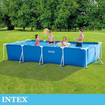 INTEX 簡易裝長方型框架游泳池-附濾水泵450x220x84cm(7127L)適6歲+以上 (28279)
