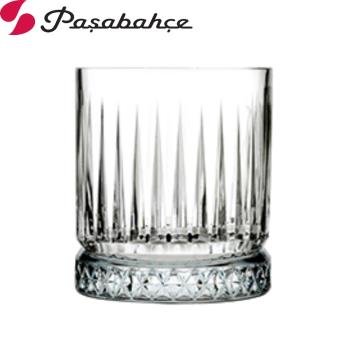 土耳其Pasabahce條紋晶鑽花邊底威士忌杯355cc-四入組