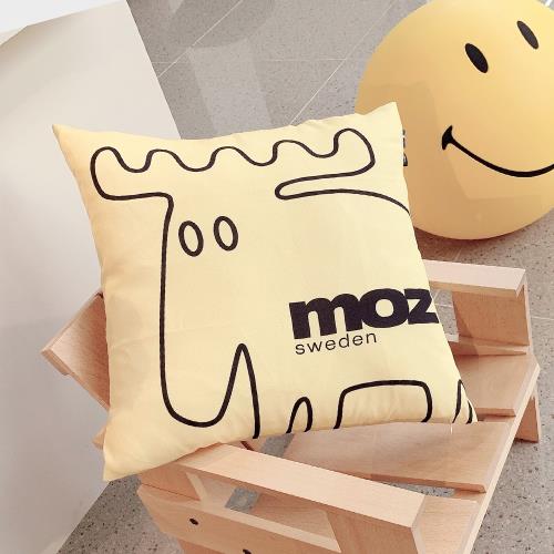 moz瑞典 北歐風雙面抱枕套(原創線條-陽光黃)45cm