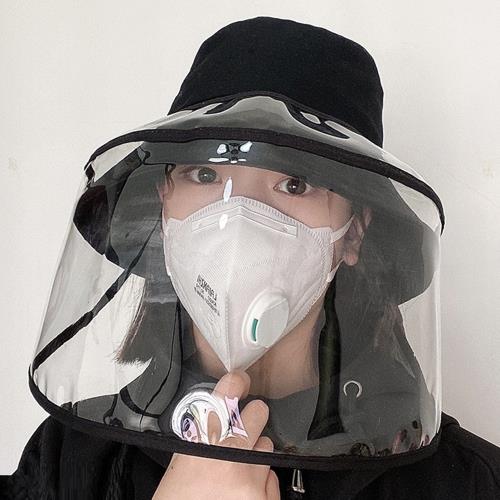 【Emi艾迷】防疫遮陽 黑白色系氣質個性遮陽帽漁夫帽 (面罩可拆卸)