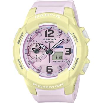 CASIO 卡西歐 Baby-G 粉嫩兩地時間錶-鵝黃X粉紫(BGA-230PC-9B)
