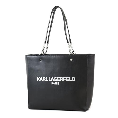 KARL LAGERFELD 品牌LOGO肩背托特包-黑色/大