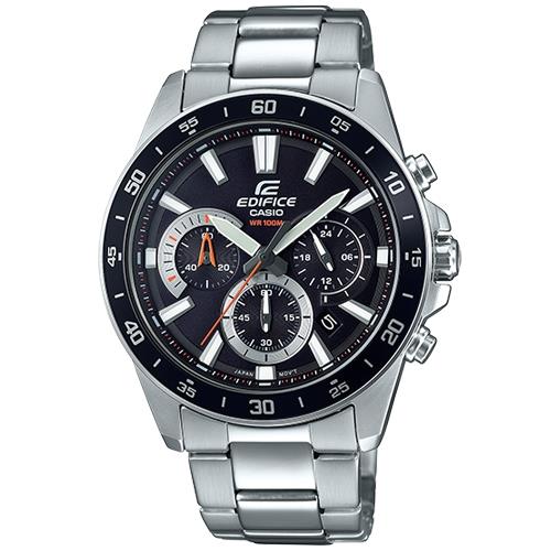 【CASIO 卡西歐】EDIFICE 三眼計時賽車男錶 不鏽鋼錶帶 防水100米 日期顯示(EFV-570D-1A)