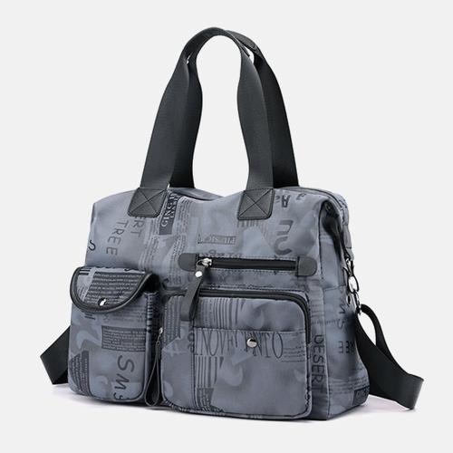 Acorn*橡果-韓系大容量印花斜背包側肩包手提包托特包購物包6566(藍灰)