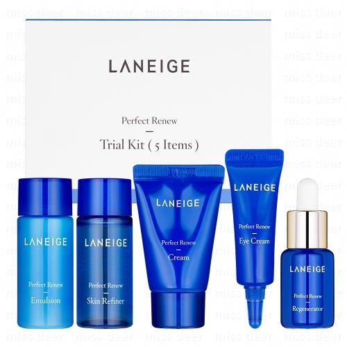 LANEIGE蘭芝  完美新生5品體驗組(國際航空版) 完美新生醒肌露15ml+導入液15ml+肌能露7ml+賦活眼霜3ml+賦活乳霜10ml(即期品)