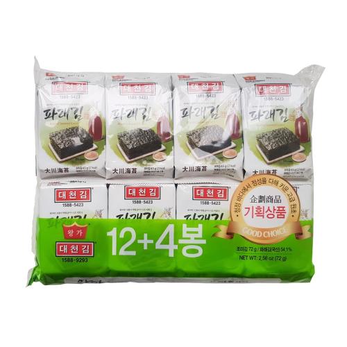 【韓味不二】大川海青菜海苔(16入) 4.5g*16入*4包