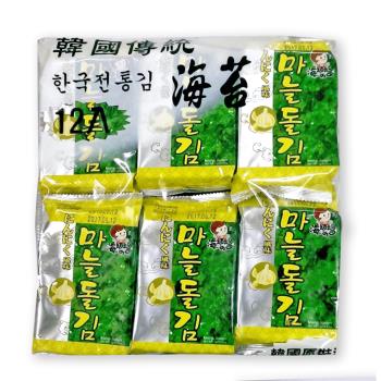 【韓味不二】-海樂多盒裝海苔(蒜味) 5g*12入*6袋/箱