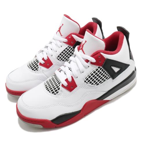 Nike 籃球鞋 Jordan 4 Retro 童鞋 喬丹 四代 經典 復刻 穿搭 中童 白 紅 BQ7669160 [ACS 跨運動]