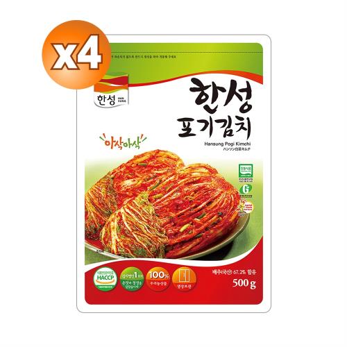 【韓味不二】漢盛Kimchi 韓國泡菜整顆 500g*4包 (效期2022.06.04)