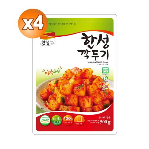 【韓味不二】漢盛Kimchi 韓國蘿蔔切塊泡菜 500g*4包 (效期2022/06/04)