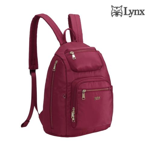 【Lynx】多口袋/多夾層/輕量防盜設計後背包-酒紅色