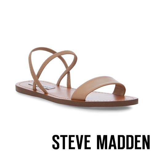 STEVE MADDEN-INSTANT 交叉條帶一字平底涼鞋-棕色