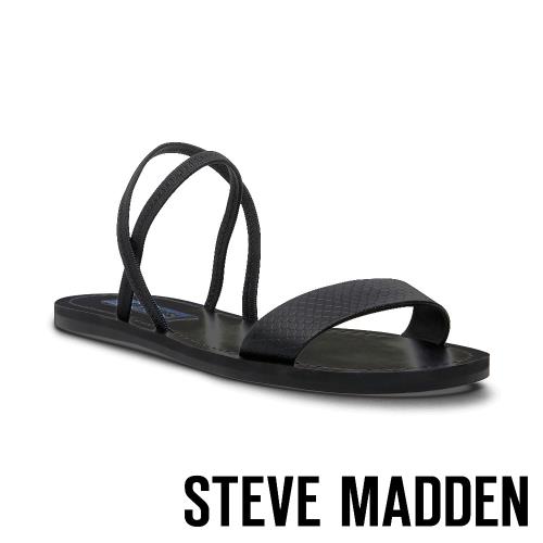 STEVE MADDEN-INSTANT 交叉條帶一字平底涼鞋-黑色