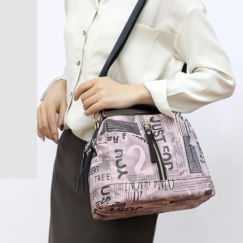 Acorn*橡果-新款印花斜背包側肩包手提包水桶包防水包6517(粉色)
