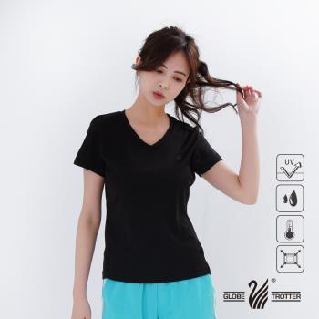 【遊遍天下】MIT女款吸濕排汗抗UV顯瘦V領衫GS2003黑色