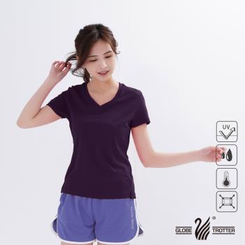 【遊遍天下】MIT女款吸濕排汗抗UV顯瘦V領衫GS2003暗紫