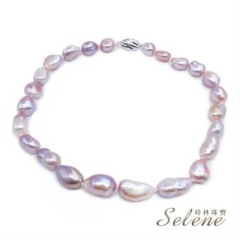 【Selene】浪漫粉紫變形淡水珍珠項鍊(10-15mm)