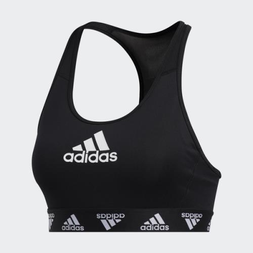 Adidas LOGO 女裝 運動內衣 慢跑 訓練 可拆卸式襯墊 中度支撐 背面透視 黑【運動世界】FT3129