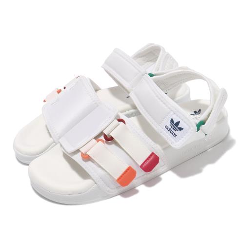 adidas 涼鞋 Adilette Sandal 4.0 男女鞋 愛迪達 夏日 輕便 魔鬼氈 情侶款 白 紅 GZ8828 [ACS 跨運動]