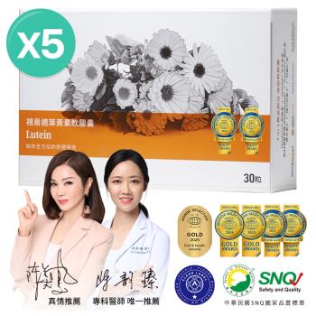 大研生醫 視易適葉黃素-添加蝦紅素.智利酒果.山桑子.亞麻仁油5盒入(共150粒)
